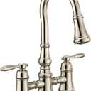 Moen S73204NL Weymouth Two Handle Pulldown Bridge Kitchen Faucet, Polished Nickel