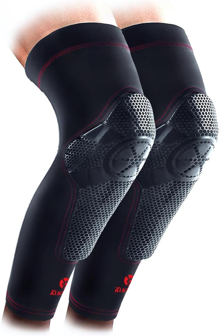 Kuangmi Knee Pads Compression Leg Sleeve for Basketball, Volleyball, Weightlifting, Youth & Adult Sizes(Pair of Sleeves, Small) (Black-2)
