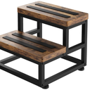 2 Step Wooden Step Stools for Adults Kids, Heavy Duty Stepping Stools Wooden Bed Step Stools for High Beds, NonSlip 2 Bedside Foot Stool with 500 Lbs Capacity, Kitchen, Bed, RVS Step, Rustic Brown