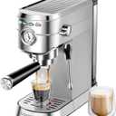 CASABREWS CM5418 Espresso Machine 20 Bar, Compact Espresso Maker with Steam Milk Frother, Stainless Steel Coffee Machine with 34oz Removable Water Tank for Cappuccino, Latte, Silver (A-Silver)