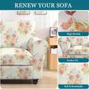 FUANGUI 2 Piece Chair Covers Stretch Arm Covers Chair Couch Covers, Armchair Slipcover with Separate Chair Cushion Cover, Floral Washable Chair Protector for Living Room (Armchair, Rose Pattern)