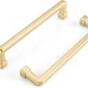 Haliwu 6 Pack/ Gold Cabinet Pulls, Gold Kitchen Cabinet Handles Brushed Gold Cabinet Pulls 5 inch, Square Gold Cabinet Hardware Pulls, Brass Cabinet Pulls for Dresser and Drawer