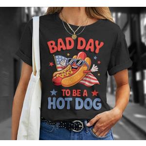 Its A Bad Day To Be A Hot Dog Funny meme HotDog usa flag TShirt (No Size)