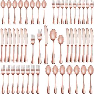 30 Pcs Rose Gold Silverware Set Service for 6, Premium Stainless Steel Flatware Set, Cutlery Utensil Set, Durable Home Kitchen Eating Tableware Set, Include Fork Knife Spoon Set, Dishwasher Safe