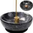 Vrupin Natural Marble Incense Burner, Handmade Backflow Incense Burner, Ideal for Meditation, Incense Smokers, and Decor. (Black)