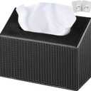 Hand Towels Box Cover Holder,PU Leather Hand Towel Case Compatible with Kleenex Disposable Paper Hand Towels (Black)