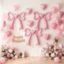 4Pcs Pink Bow Balloons, Large Size Foil Bow Garland Balloons, Pink-Bow Party Decorations for Girls Women, Bridal Shower Baby Shower Engagement Bachelorette Party Supplies(29.5x28.3 Inch)