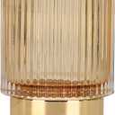 DASITON Makeup Brush holder Organizer, Crystal Cosmetic Makeup Brush Glass Brushes Storage Holder, Vintage Make Up Brush Cup Pen Pencil Holder striped vase(Coffee S)