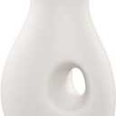 White Ceramic Vase Nordic Minimalism Style Modern Vases Matte Design Decorative Artificial Flowers Vases Vase Pot for Kitchen, Office Decor or Living Room Table Home Small Decorations, 5.9 Inch