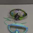  Swim Goggles for Kids 3-15 with Earplugs Large Frame Anti-Fog/UV Swimming Goggles for Boys Girls Toddler 2PCS (Blue & green and Black)