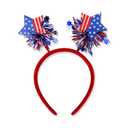 4th of July Headband Independence Day Hair Accessories Patriotic Party Hair Supplies USA Flag Star Design Blue Red Ribbon Stars Hair Decoration Cute Hair Hoop for Women Girls Kids 1 Pcs