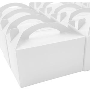 30-Pack Crisp White Gable Treat Boxes with Handles, 6" Pop-Up Party Favor Gift Boxes for Birthday, Wedding, Baby Shower, Eco-Friendly Candy, Cookie, Goodie Bags for Kids, Bachelorette Decor