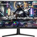 ArcticPro 27inch 240Hz Curved Gaming Monitor, FHD 1080p, 1ms Response Time, 4000:1 Contrast, PC Monitor, Adaptive sync, 3-Sided Frameless, Ultra Slim, 120% sRGB, Bluelight Filter,HDMI & DP Ports