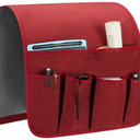 Sofa Armrest Organizer, Remote Control Holder for Recliner Couch, Arm Chair Caddy with 5 Pockets for Magazine, Tablet, Phone, iPad (W13'' x L33'', Red)