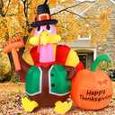 Inflatable Turkey Outdoor Thanksgiving Decoration 7ft Giant Blow Up Turkey Inflatables Yard Decorations with Colorful LED Rotating Lights Happy Holiday Indoor Outside Autumn Lawn Blowups Decor