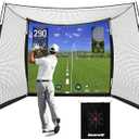Golf Net with Simulator Impact Screen, 11 FT x 8 FT Golf Practice Hitting Net, HD Blank Impact Screen and Target Cloth for Driving Swing, Home Garage Backyard