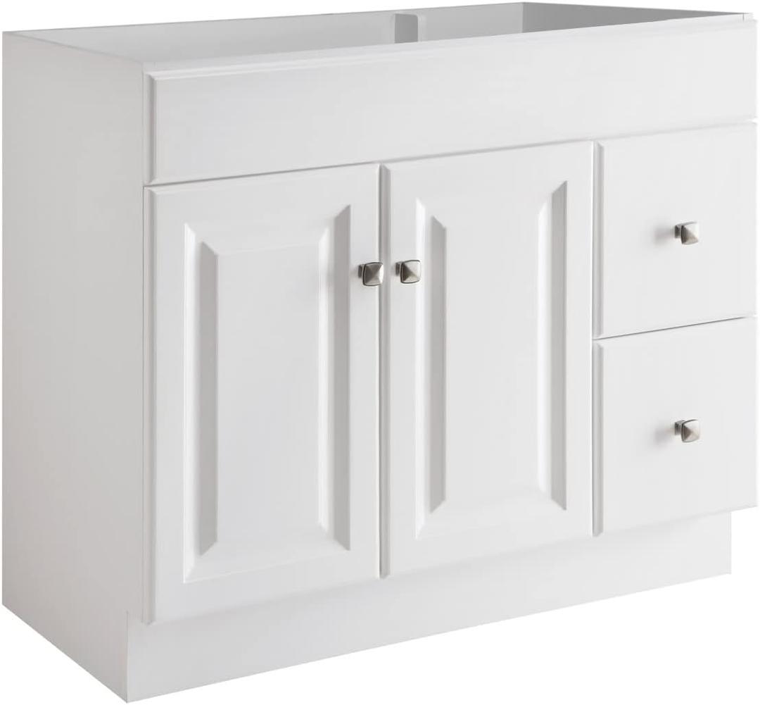 Wyndham 36-Inch Bathroom Vanity Cabinet, Ready to Assemble, White  Design House, 597245 (18 in. Depth)