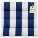 LANE LINEN Beach Towel 4 Pack - Beach Towels Oversized, Cabana Stripe Quick Dry Pool Towels, Beach Essentials for Women, Soft & Absorbent Oversized Beach Towel (36" x 72) - Blue