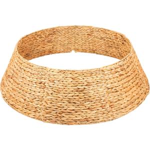 42" Extra Large Christmas Tree Collar, Hand Woven Hyacinth Christmas Tree Base for Artificial Trees - 8 Piece Rustic Farmhouse Tree Skirt Replacement, Fits Below 41" Tree Stand, Natural Hyacinth