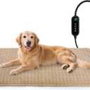 Cat Heating Pad, Waterproof Heated Cat Dog Bed with Adjustable Temperature & Timer, Electric Pet Mat for Indoor Cats Dogs, Chew Resistant Steel CordLarge : 35"x24" Brown