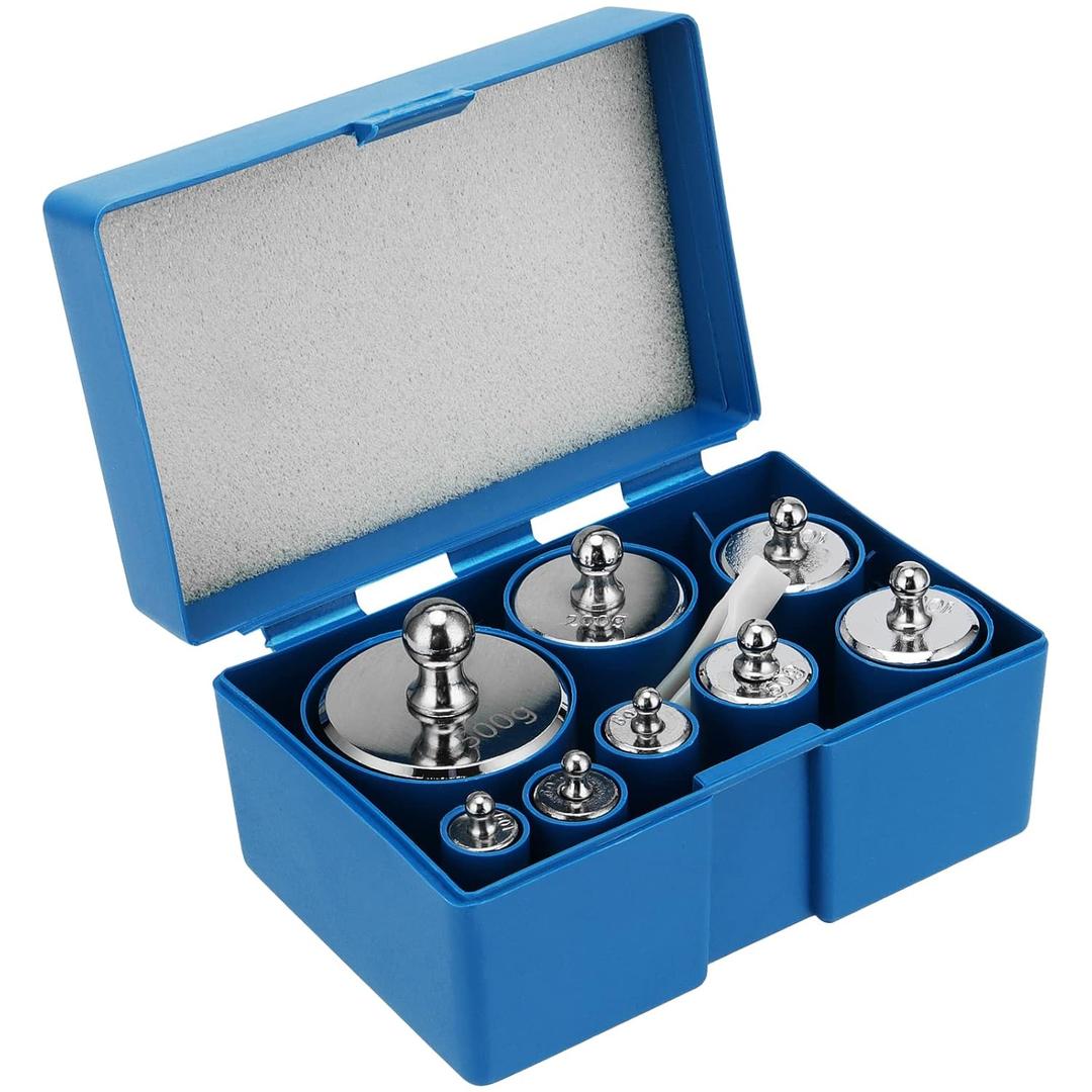 MANCHAP 8 PCS 1000g Calibration Weights, Gram Scale Weight Set 10g, 20g, 50g, 100g, 200g, 500g, Scale Calibration Weights with Tweezer for Digital/Gram/Jewelry Scale, Silver