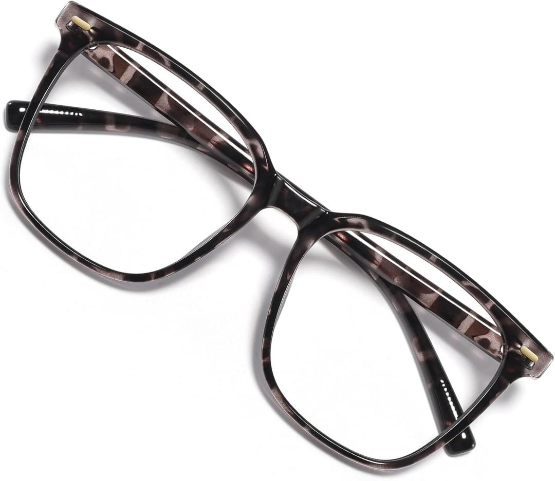 Oversized Square Blue Light Blocking Glasses for Women Men, Anti-Fatigue Computer Monitor Gaming Glasses Reduce Eye Strain(Black Tortoise)