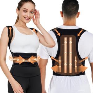 Back Brace, Posture Corrector for Women and Men, Scoliosis and Hunchback Correction, Brace for Upper and Lower Back, Relieve Back Pain, Comfortable and Effective (M) (Black)