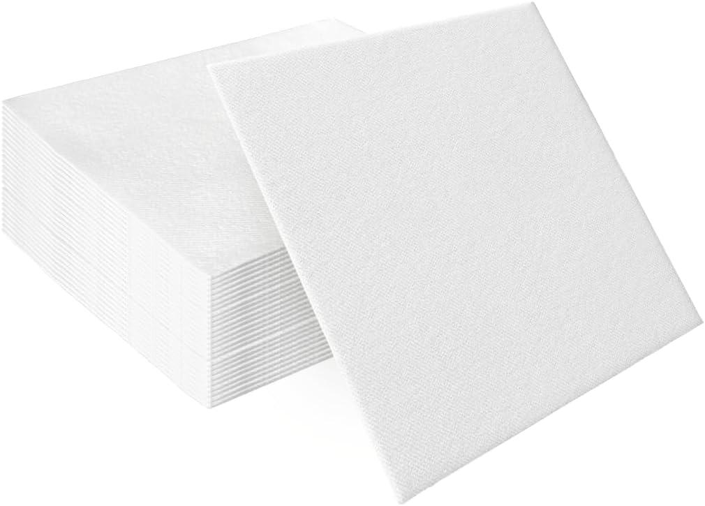 PAW - 50 Pieces White Linen-Feel Paper Napkins 16" x 16", Unicolor Disposable Cloth-Like Napkins, Bathroom Towels, Dinner Napkins for Birthday, Wedding, Party