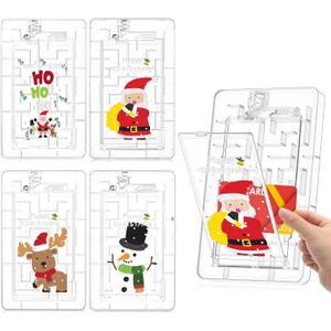 4pcs Gift Card Holder Maze Christmas Fun Money Puzzle Game Gift Card Holder Box Maze, Stocking Stuffers for Adults Birthday Christmas Party Favors