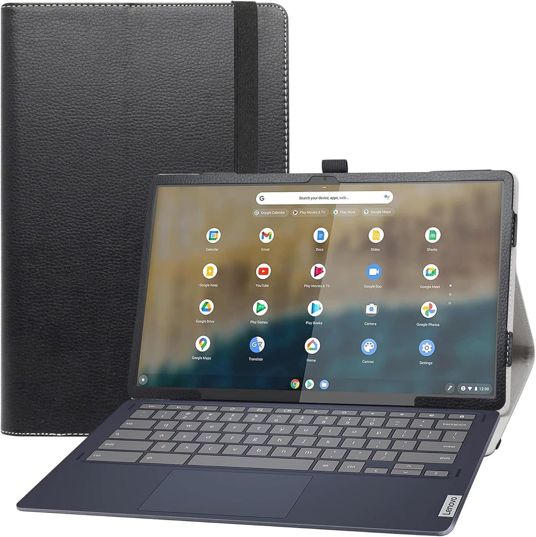 Bige for Lenovo IdeaPad Duet 5 Chromebook 13.3 Case,PU Leather Folio 2-Folding Stand Cover for Lenovo IdeaPad Duet 5 Chromebook 13.3" 2-in-1 Tablet,Black