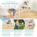 Regalo My Portable High Chair, Foldable High Chair for Babies & Toddlers, Indoor/Outdoor Baby Chair, Travel High Chair with Tray & Cup Holder, Gray