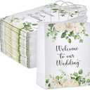 Kolldenn 50 Pcs Welcome to Our Wedding Gift Bags for Hotel Guests Bulk, Paper Wedding Welcome Bags with Handles for Bridal Shower Gifts Engagement Party Favors(White,Roses)