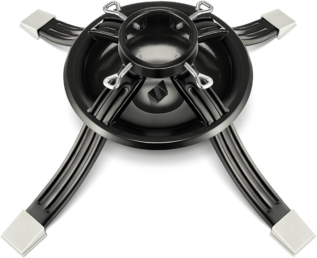 Roowest Christmas Tree Stand for Live Tree, Real Christmas Tree Base Dark Green Metal Holiday Xmas Tree Stands (L, Fits for 2-4.8 Inches Trunk, 1.5 Gallon)