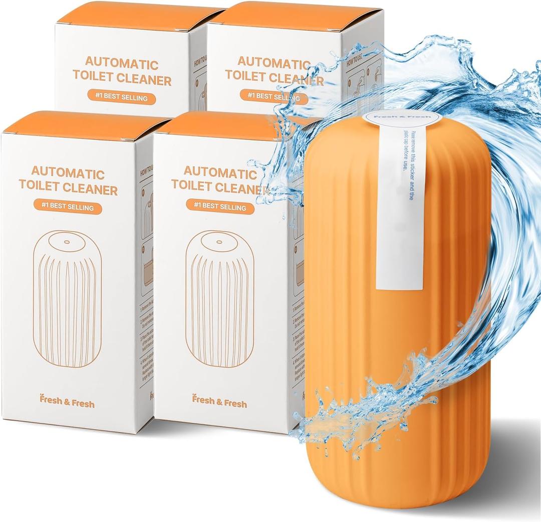 Fresh & Fresh Automatic Toilet Bowl Cleaners (Sunset Orange) - 4 Bottles(UPTO 2500 FLUSHES/Bottle), Commercial and Residential Toilet Cleaner 3-4 MONTH Lasting Toilet Bowl Cleaner Bottle