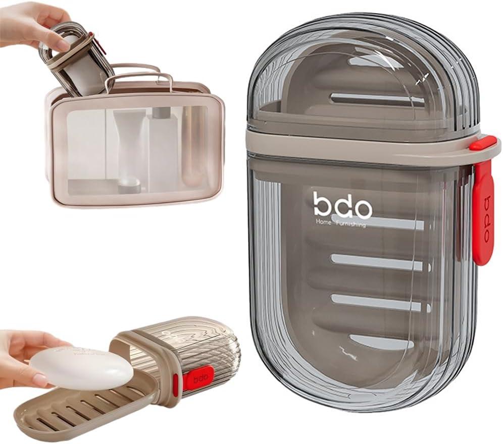 2 x Travel Soap Case,Portable Leakproof Bar Soap Holder Container Box Dish with Lid for Home Bathroom Gym Camping Vacation Travel Essentials,Travel Essentials (Transparency)