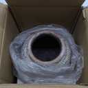 Foreside Home and Garden Small Antique Brown Glazed Terracotta Planter Pot with Whitewashed Finish