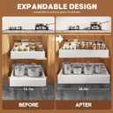 Seinloes 2 Pack Expandable (15.1"-26.3") Pull Out Cabinet Organizer 21" Deep With Raising Pad for Framed Cabinets,Upgrade 3 Slide Rails Slide Out Drawers,No Drill Roll Out Shelves Adhesive,White
