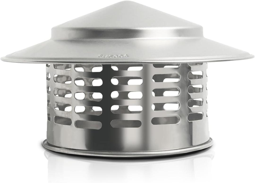LangRay Chimney Caps for Outside, Stainless Steel Chimney Cover with Screen, Round Stove Pipe Cap, Roof Exhaust Vent Cap, Fireplace Roof Vent Cover Rain Caps for Chimney Stovepipe Finial (6.3 inch)