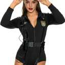 Spooktacular Creations 5 Pcs Women Police Costume, Halloween Costumes for Women Adult, Halloween Swat Costume for Cosplay  -XL, Black