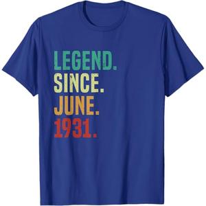 94 Years Old Legend Since June 1931 94th Birthday T-Shirt (XL, Royal Blue)