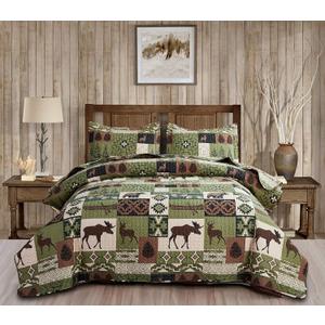 Rustic Lodge Quilt Set Moose Elk Bedspread King Size Forest Bear Deer Quilt Matcha Green Reversible Festive Cabin Coverlets Farmhouse Decor Bed Cover Sets with 2 Pillow Shams Rustic Lodge Quilt Set Moose Elk Bedspread King Size Forest Bear Deer Quilt Matcha Green Reversible Festive Cabin Coverlets Farmhouse Decor Bed Cover Sets with 2 Pillow Shams