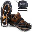 Sfee Ice Snow Grips Crampons Traction Cleats, 19 Stainless Steel Spikes for Women Men Kids, Anti Slip Flexible Shoe/Boot Footwear for Walking Climbing Hiking Fishing Outdoor, XL