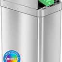 iTouchless 50 Liter / 13 Gallon Wings-Open Lid Sensor Kitchen Trash Can with Odor Filter Dog-Proof Slim Automatic Stainless Steel Garbage Recycling Bin for Home, Office, Bedroom, Business or Garage