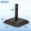 US Weight 26 Pound Umbrella Base - Cast Stone Outdoor Umbrella Stand - for Use with Umbrella Poles 1.3" to 1.8" - Designed to be Used with Patio Table - Black