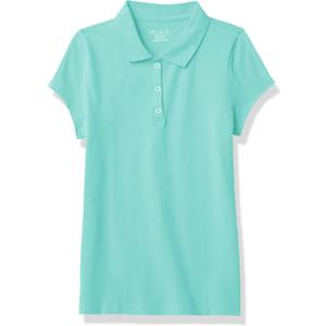 The Children's Place Girl's Short Sleeve Ruffle Pique Polo Shirt (Green, L)