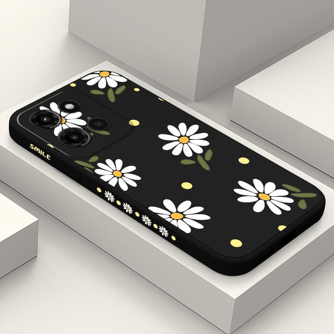 for Motorola Moto G Stylus 5G 2025 Case, Flower Pattern Slim Case Soft Silicone Protective for Moto G Stylus 5G 2025 Phone Cover, Daisy Black