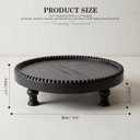 EOSAHR Pine Wood Rustic Round Display Riser for Room Decor– Beaded Pedestal Tray Stand for Cake Stand, Plant Stand - New House Essentials, Boho Home Decor or Bathroom Decor Accents (Black)