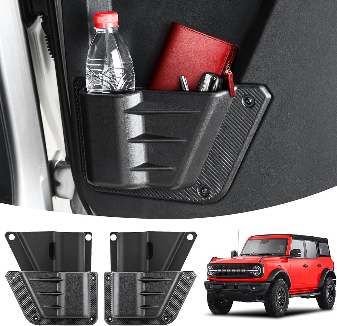 LEPZ 2PCS Rear Door Storage Pockets Compatible for Ford Bronco Accessories,Side Organizer Box Fit Bronco 4-Door 2021 2022 2023 2024, Interior Storage Expansion Organizer Accessory