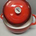 Lodge 6 Quart Enameled Cast Iron Dutch Oven with Lid  Dual Handles  Oven Safe up to 500 F or on Stovetop - Use to Marinate, Cook, Bake, Refrigerate and Serve  Island Spice Red