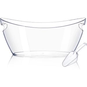 Ice Buckets for Parties (5.5L)& Ice Bucket Scoop, Clear Acrylic Champagne Bucket, Drinks Beverage Tub for Cocktail Bar, Wine, Beer, Soda